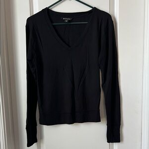 Athleta Classic Black V-Neck Long Sleeve Tee